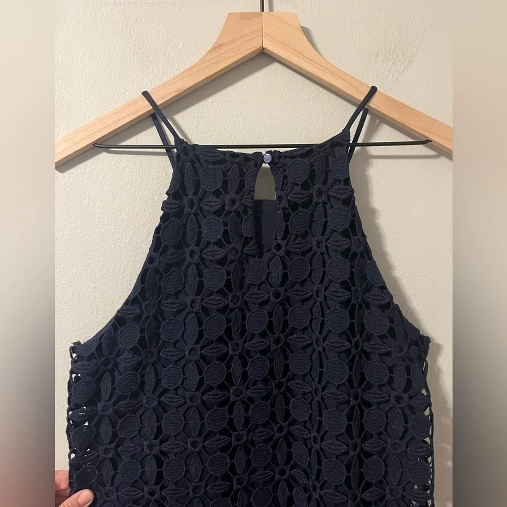 Monteau Lace Dress Navy Blue Lined Size Small - Picture 6 of 6